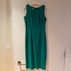 Elegant Green Linen Sleeveless Dress
